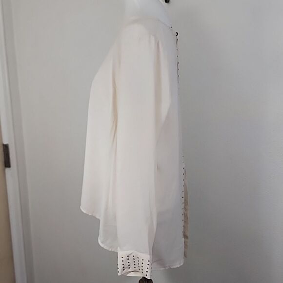 Daytrip semi-sheer long sleeve creme studded lightweight blouse size XL NWT - Picture 4 of 14